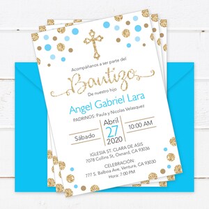 Baptism Invitation in Spanish Printable Boy Invitacion Bautizo Bautismo ...