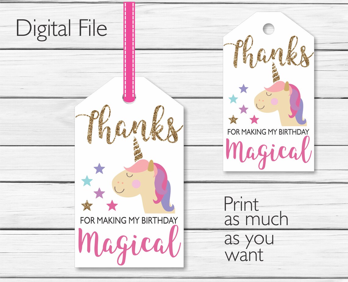 Unicorn Thank You Tags Printable Printable Unicorn Thank You | Etsy