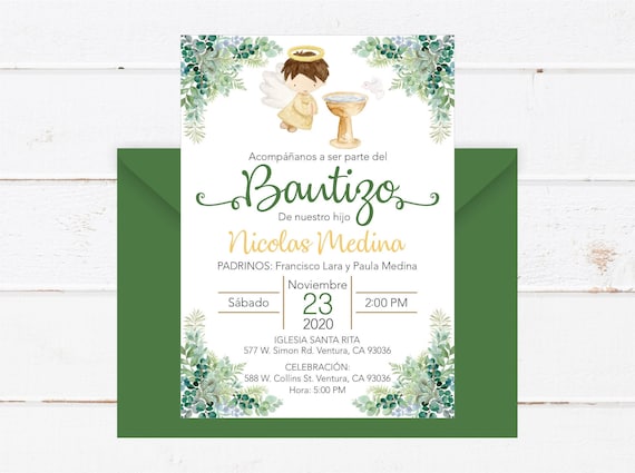 Baptism Invitation In Spanish Printable Girls and Boys - Etsy México