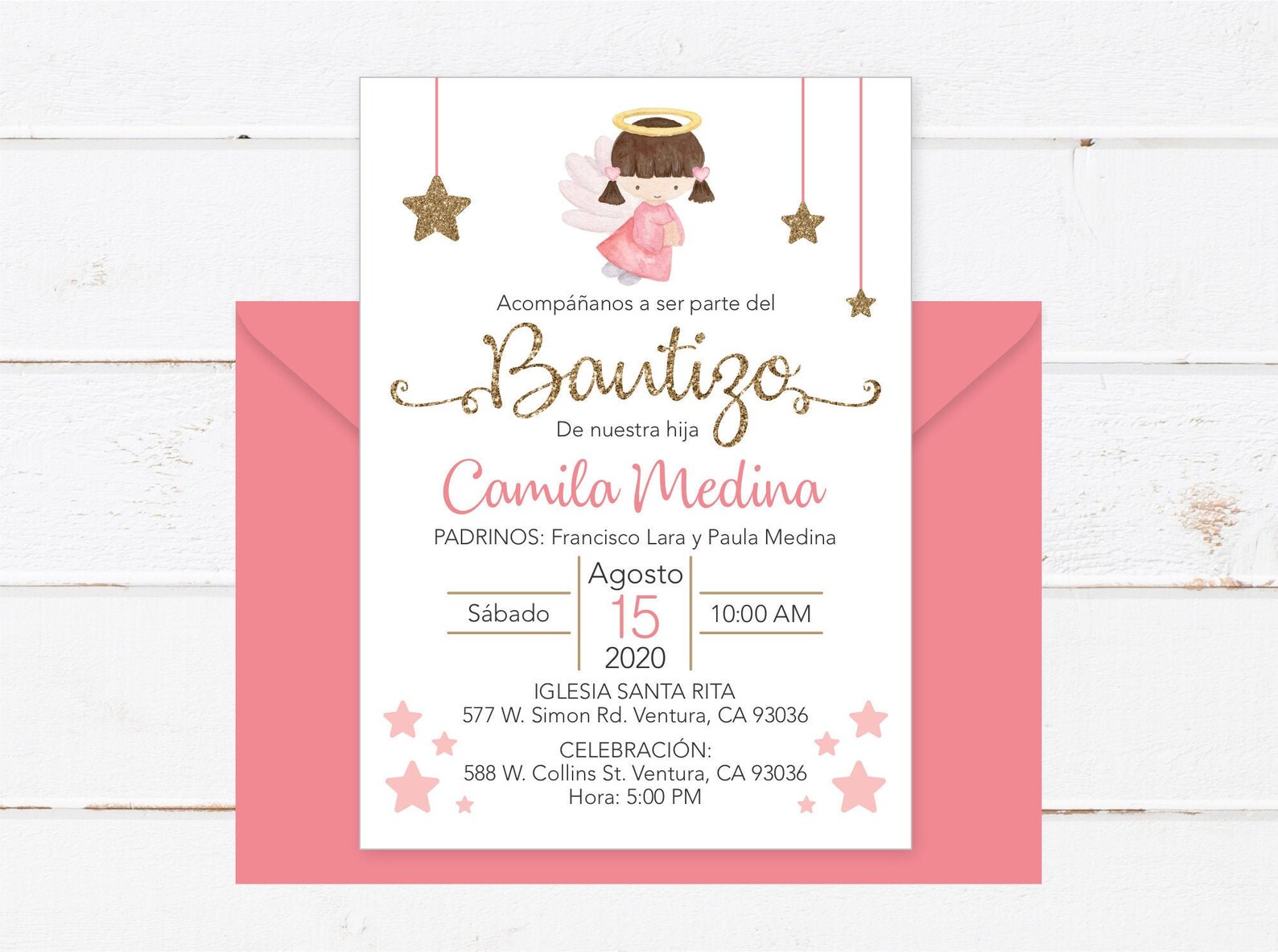 Baptism Invitation in Spanish Printable Girl Invitacion Etsy