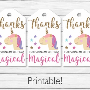 Unicorn Thank You Tags Printable Printable Unicorn Thank You Tags Pink ...