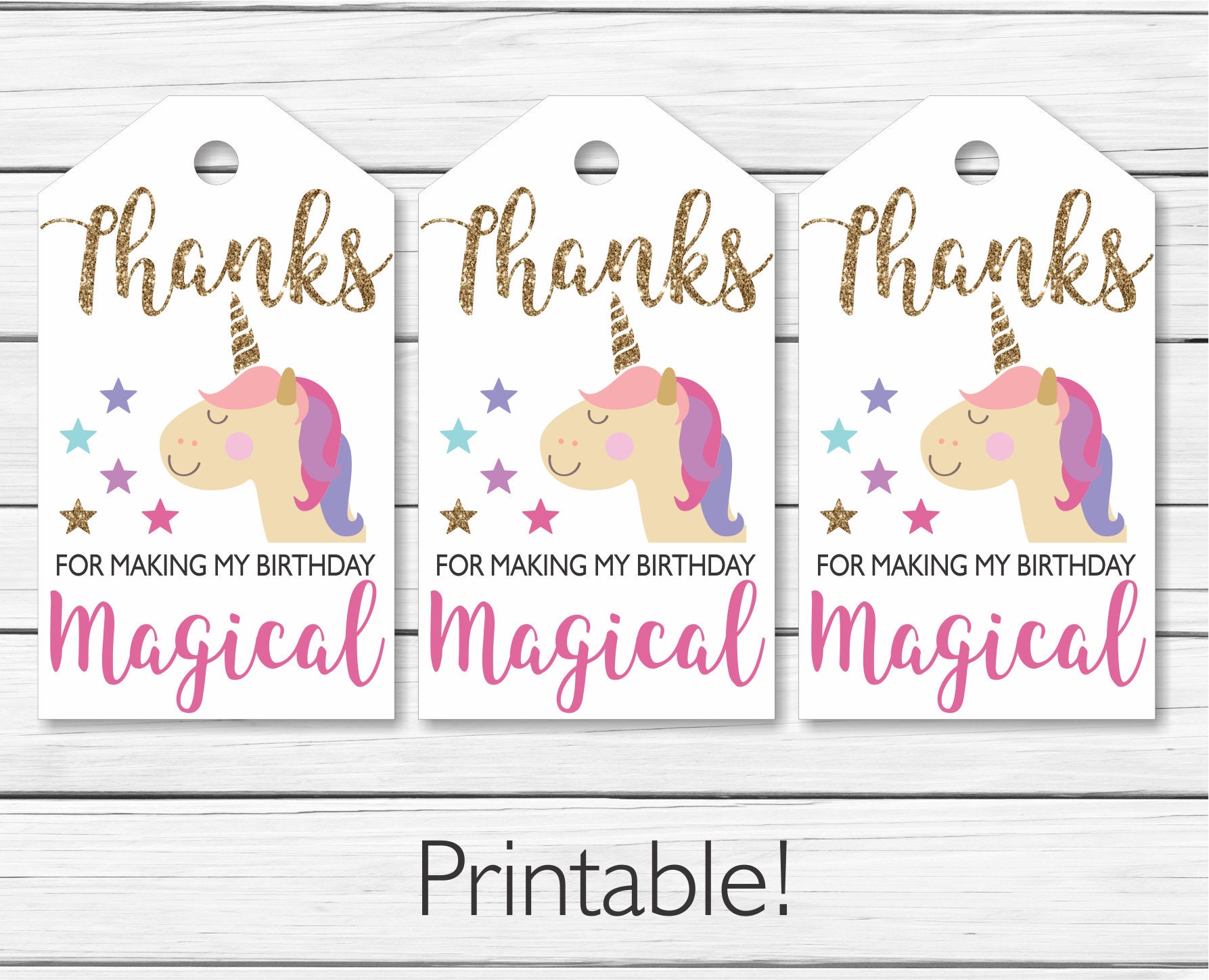 Unicorn Thank You Tags Printable Printable Unicorn Thank You | Etsy