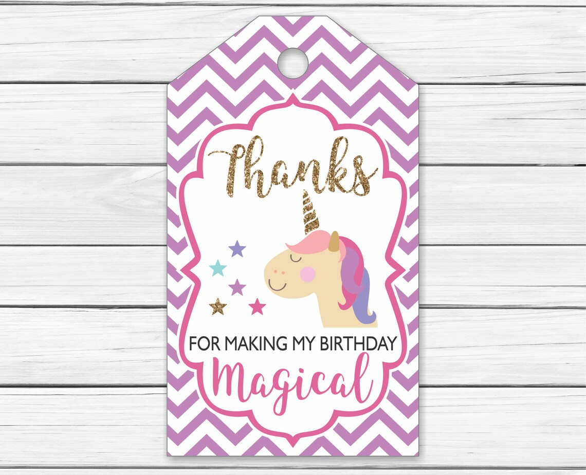 Unicorn Thank You Tags Printable Chevron Printable Unicorn | Etsy