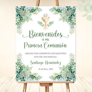 Panneau de bienvenue pour la première communion en espagnol, garçons ou filles, fichier imprimable Poster de bienvenue pour la première communion en espagnol Cartel Bienvenida Primera Comunion