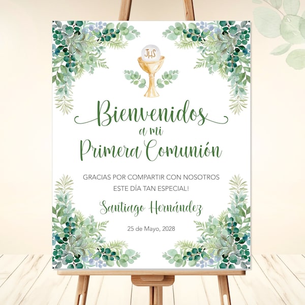 First Communion Welcome Sign Spanish Boys or Girls, Printable File Spanish First Communion Welcome Poster Cartel Bienvenida Primera Comunion
