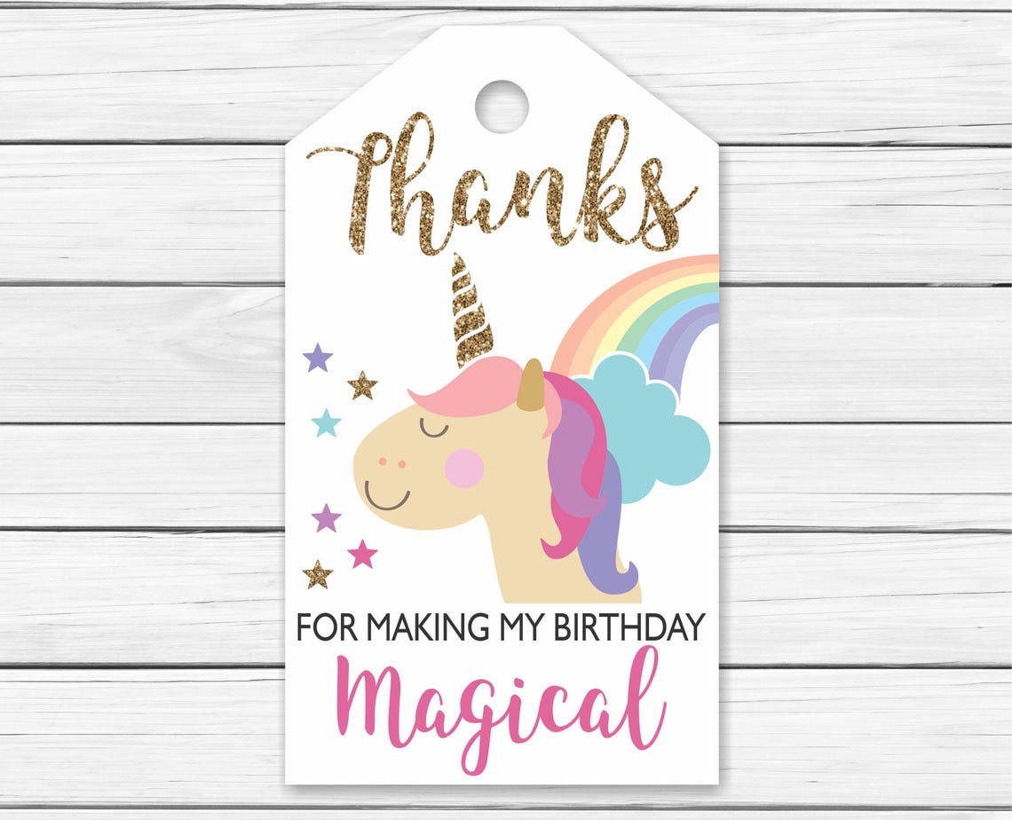 unicorn rainbow thank you tags printable printable unicorn etsy