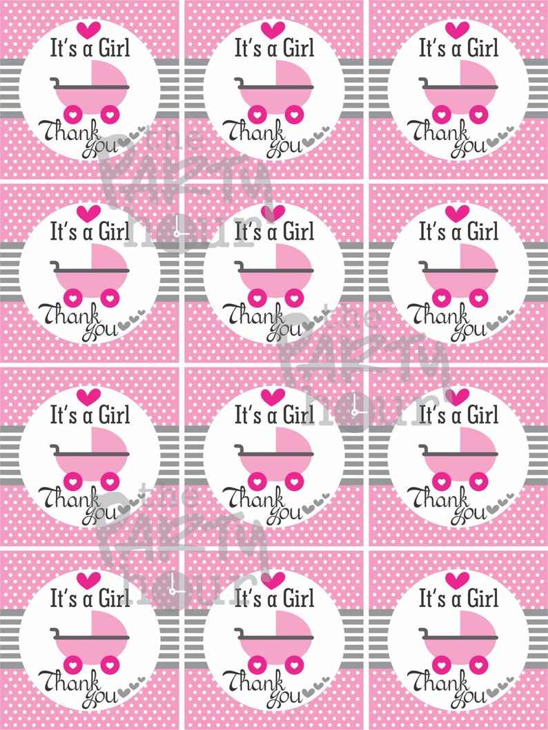Printable Baby Shower Favor Thank You Tags for Girls. Stroller Etsy