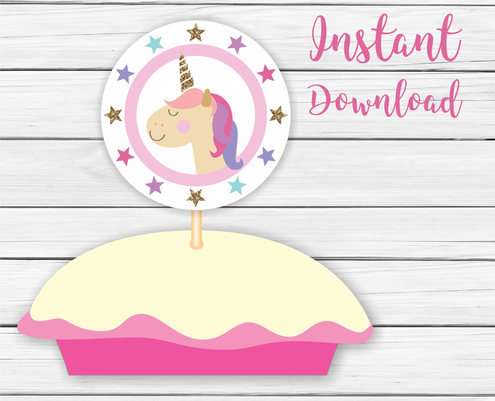 Unicorn Cupcake Toppers Printable Unicorn Cupcake Toppers | Etsy