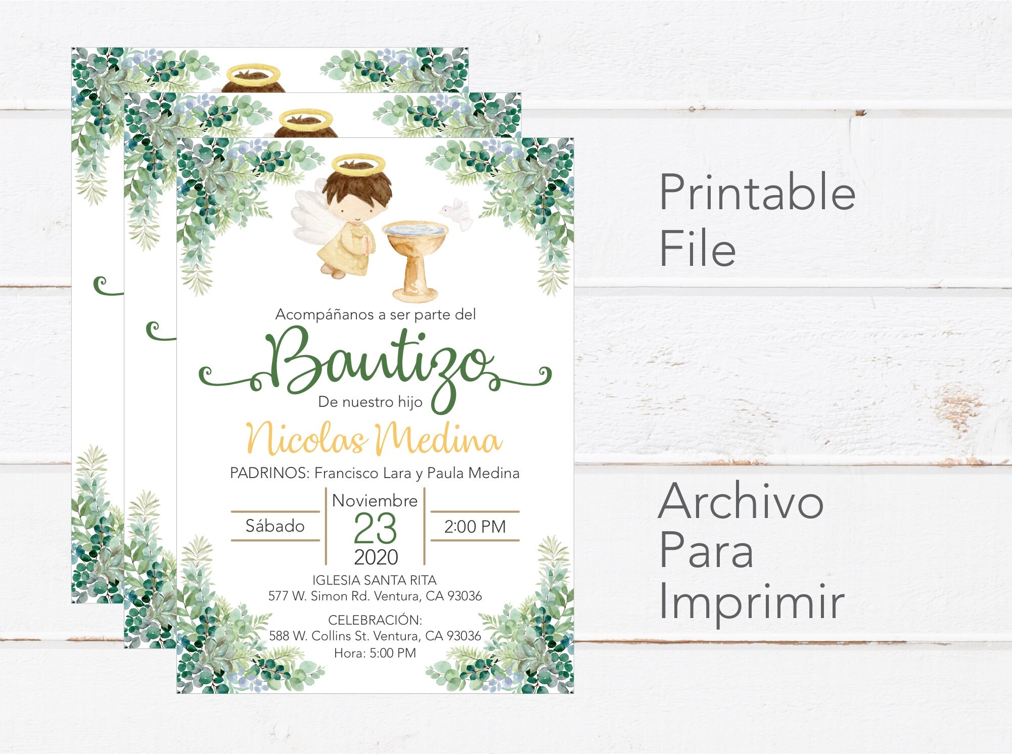 Baptism Invitation in Spanish Printable Girls and Boys Etsy