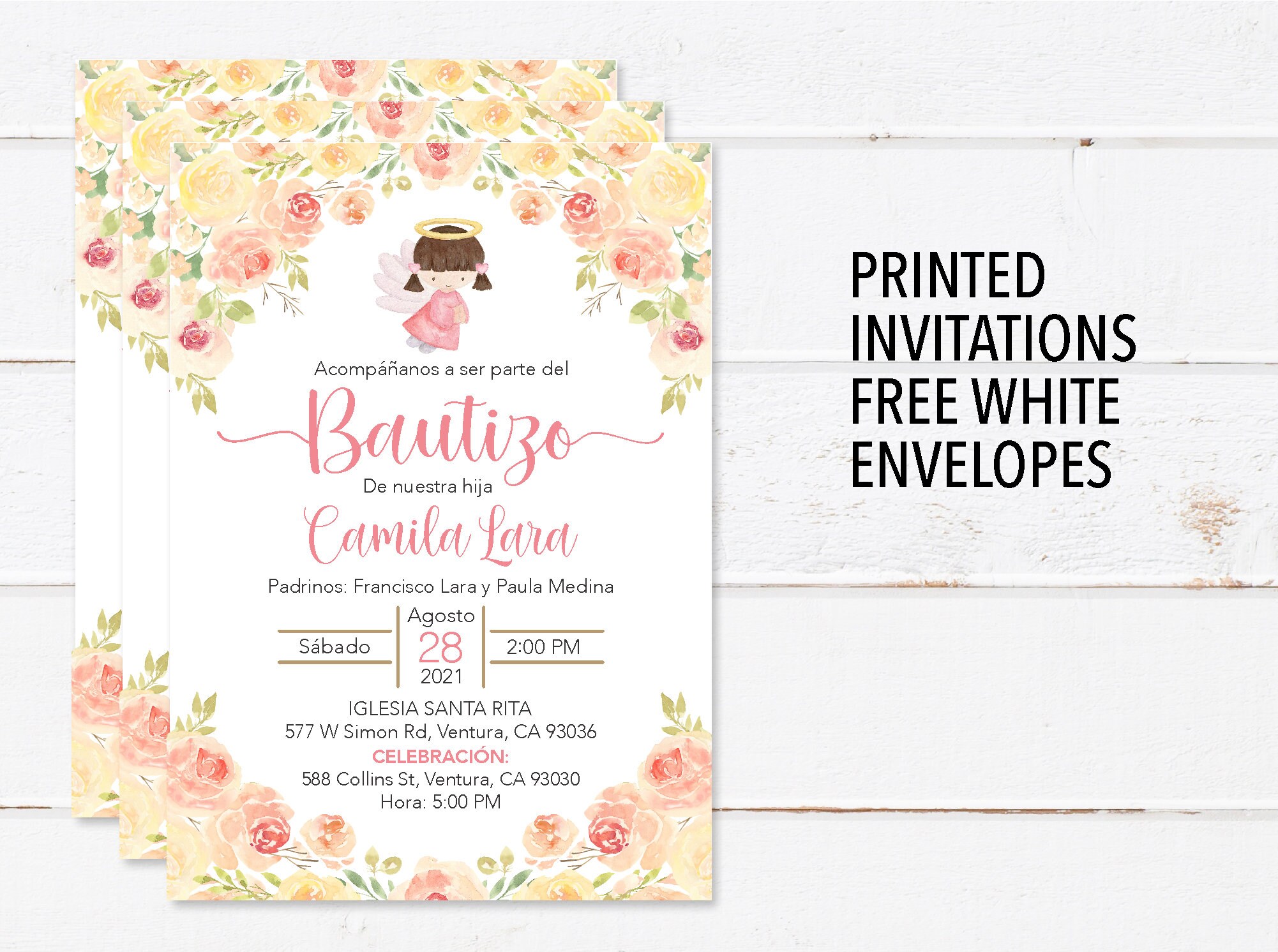 Baptism Invitation in Spanish Printable Girl Invitacion Etsy