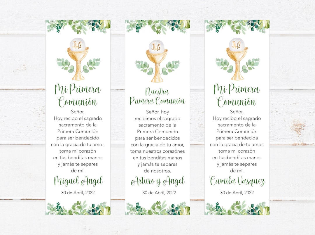 Printable First Communion Bookmarks for Girls or Boys, English or ...