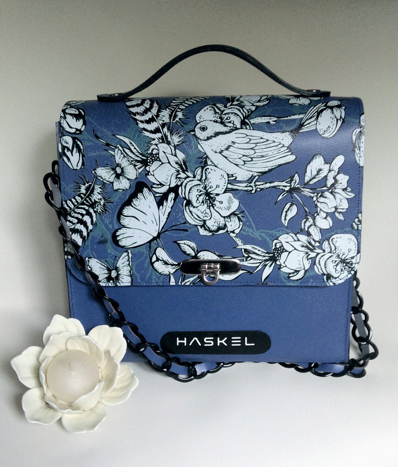 Blue floral bag Etsy