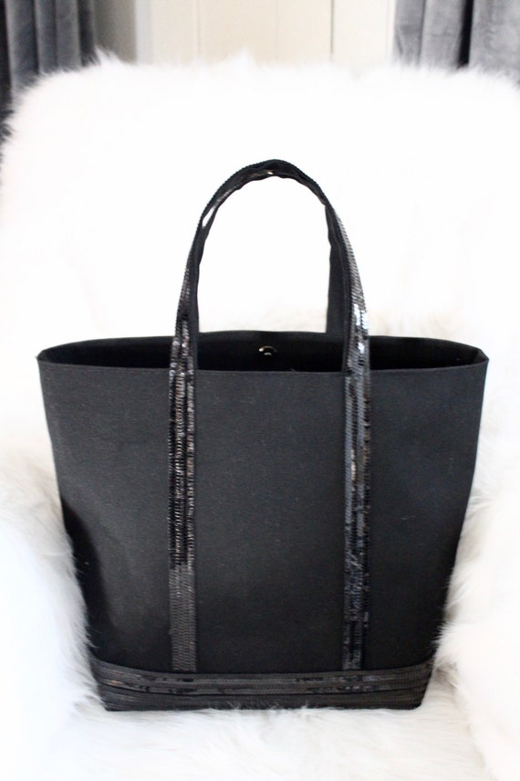 Black coton tote bag with glitter Vanessa Bruno style