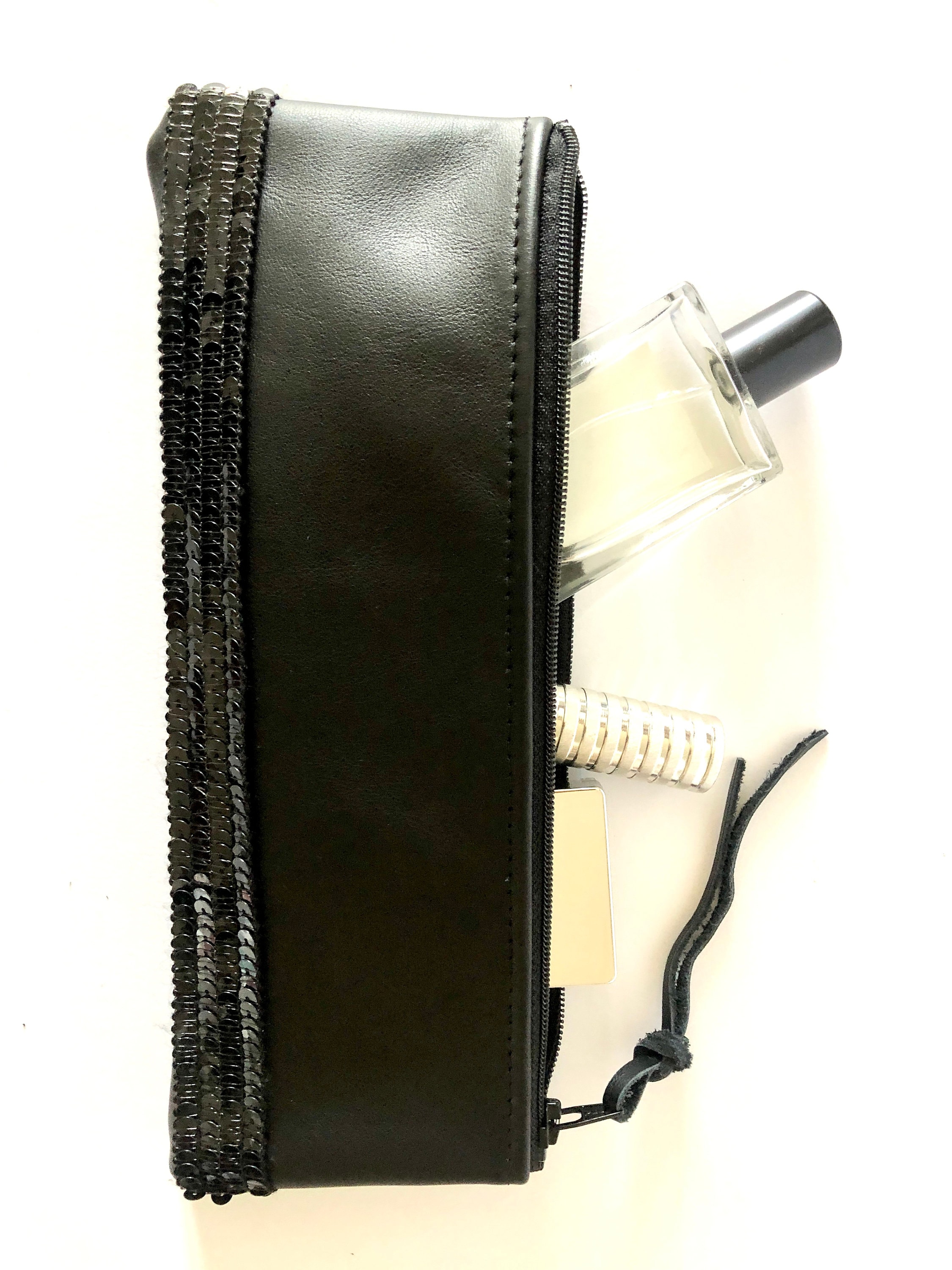 Pochette Infirmière Cuir Noir, Trousse Maquillage Paillettes, Pochette Personnalisée