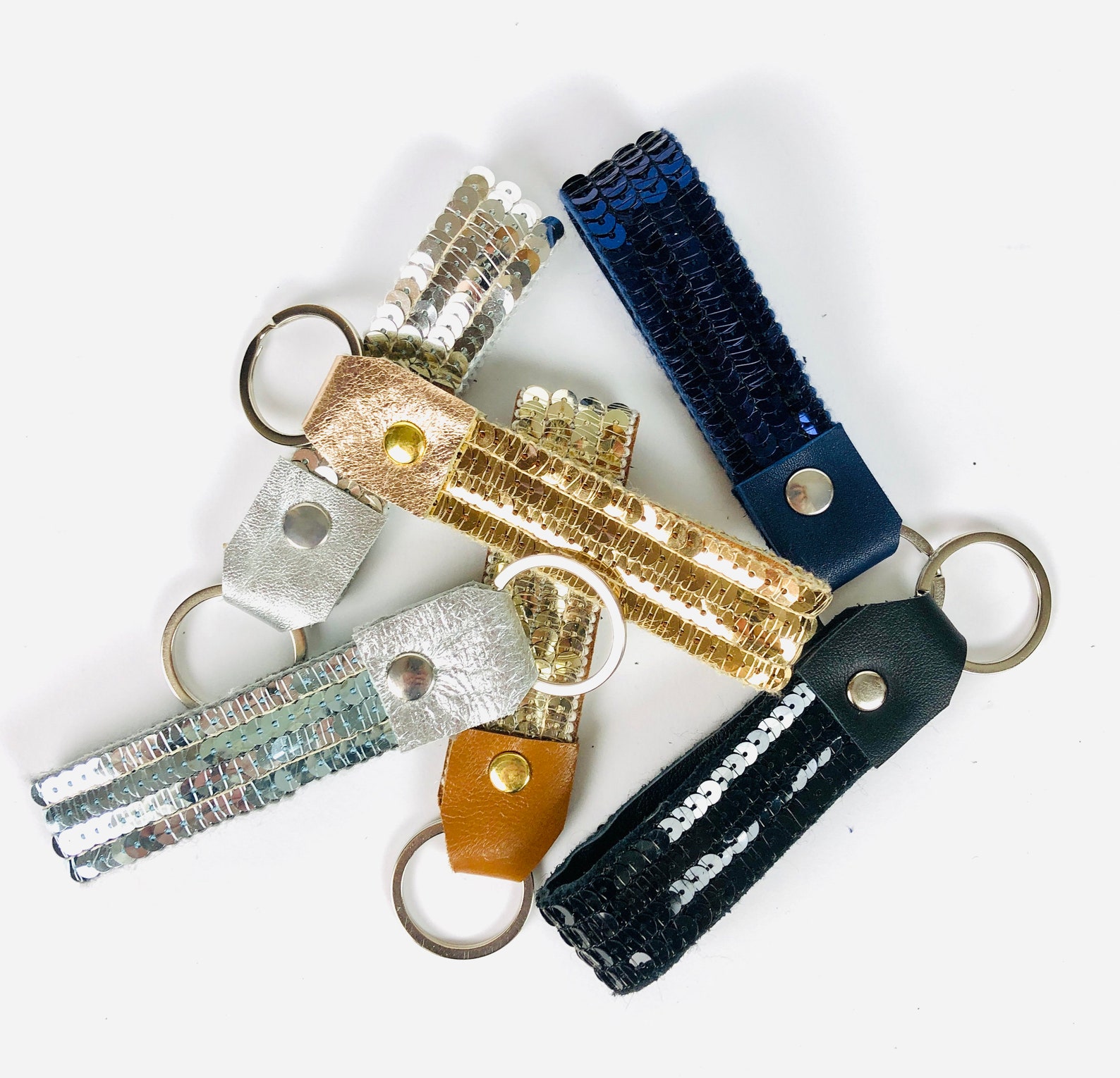 Sequin Leather Keychain Sequin Leather Bag Pendant Fancy | Etsy