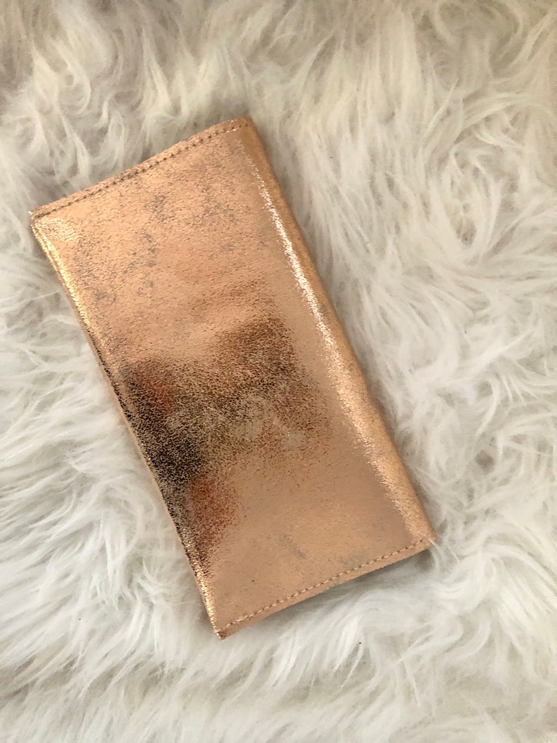 Gold Leather check book cover checkbook protection stylish original gift for her personalised stocking gift secret santa monogram check book image 3