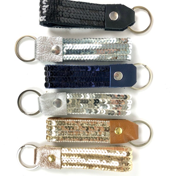 Porte clef cuir paillettes - pendentif sac cuir sequins - porte clé fantaisie