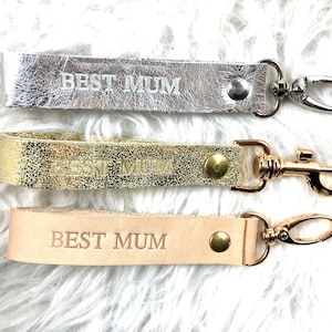Porte-clef personnalisée en cuir - porte-clé avec nom - porte-clef doré