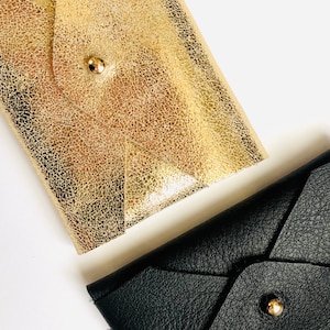 Personalisierte Geldbörse aus goldenem Leder, Weihnachtsgeschenk in limitierter Auflage, Weihnachtsbasteln zum Verschenken als Familie, Wichteln, Designer-Weihnachtsgeschenk