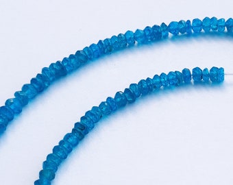 Neon Blue Apatite Faceted Rondelle Beads 4mm, 13" Strand