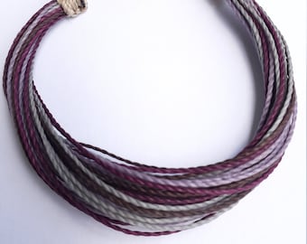 Friendship Purple cord 2 Silver spiral Beads @ ea WSilver Square WCZ in Cntr. Bracelet end