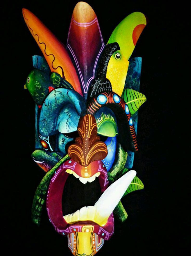 Costa Rican Indigenous Art Wooden Mask Boruca Mask Diablitos Game Mask Ceremonial Mask