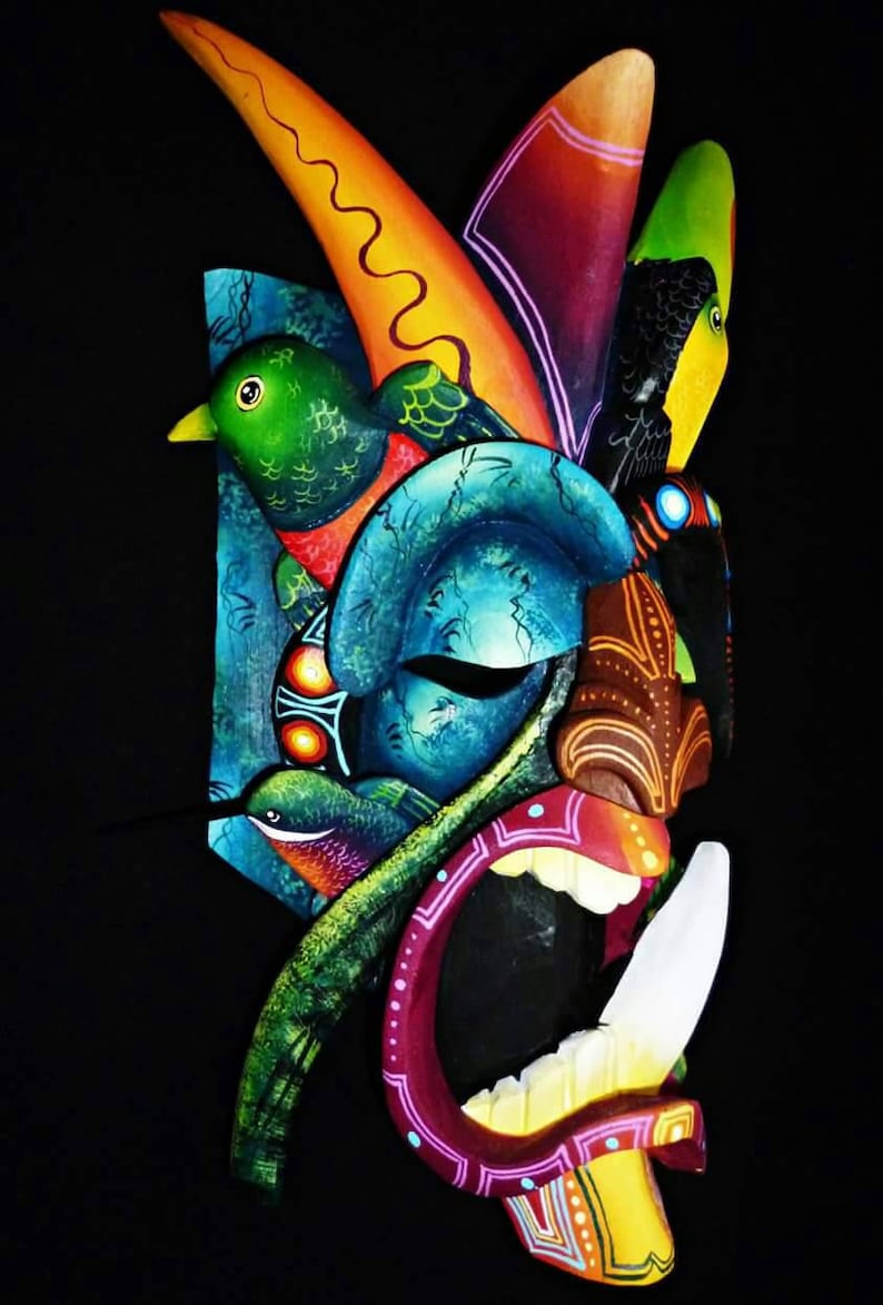 Costa Rican Indigenous Art Wooden Mask Boruca Mask Diablitos Game Mask Ceremonial Mask