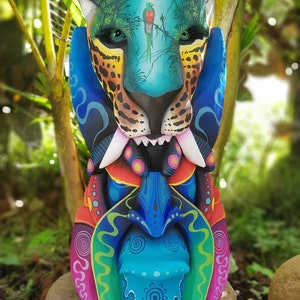 The Jaguar and the warrior, quetzal from Monteverde, Boruca mask, new design, jaguar mask, Boruca Warrior