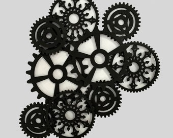 linear gear art black