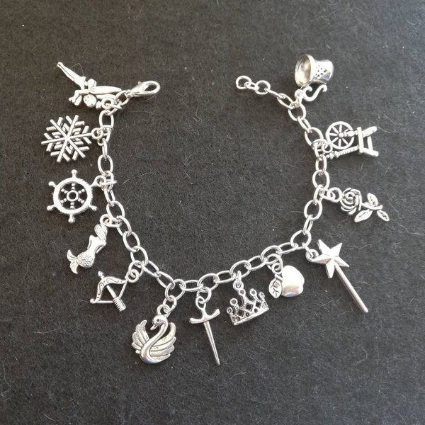 Pulsera Érase una vez; Érase una vez; OUAT; Emma cisne; Reina; Nieve; Rumpelstiltskin; Blanco como la nieve; Enrique; Capitán Garfio; Regalo para ella