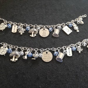 Alice in Wonderland Bracelet; Mad Hatter; White Rabbit; Cheshire Cat; Christmas Gift; Gift For Her