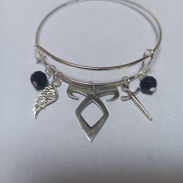 Shadowhunters Charms Bracelet; Rune Bracelet; Angelic Power Rune; The Mortal Instruments Bracelet; Adjustable Rigid Bracelet; Gift For Her