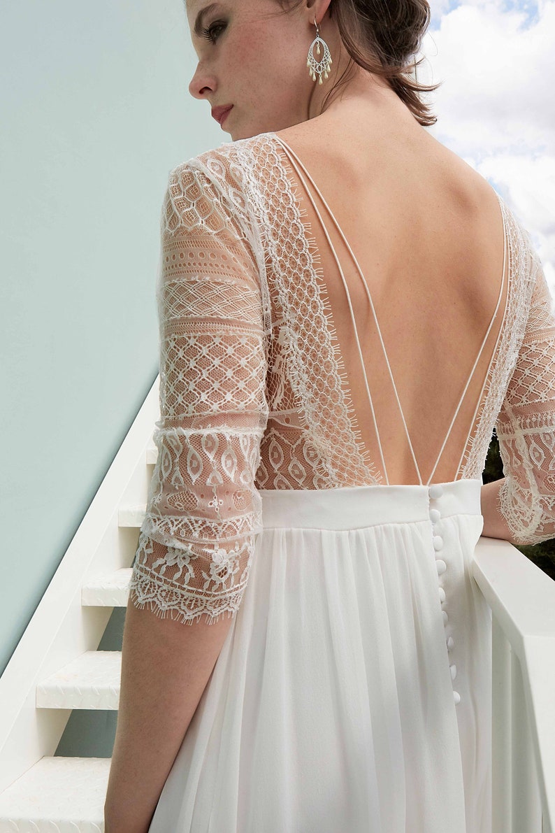 SerieBlanche – Lace openback wedding gown RUMBA Mariage Bohème ETSY