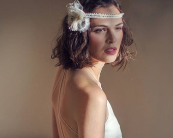 Lace flower bridal  Headband Java