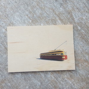 Vieux tramway TTC - Carte postale en bois