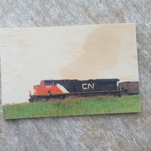 CN Train - Wood Postcard