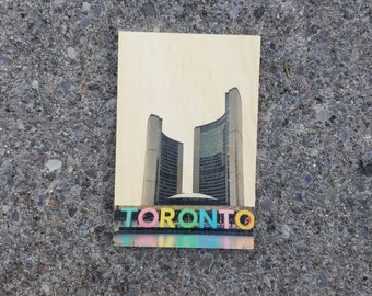 Toronto City Hall wood postcard