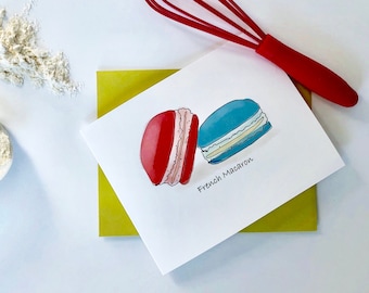 French Macaron Card - Chef - Macarons - Baking - Cookie Lover - Greeting Cards - Pastry Chef - Pastries - Christmas Cards - Blank Cards