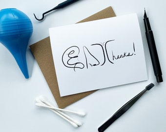 Ear Nose Throat Thank You Card - ENT doctor -  allergies - tonsils - National Doctors Day - Audiology - Otolaryngologist - Otolaryngology
