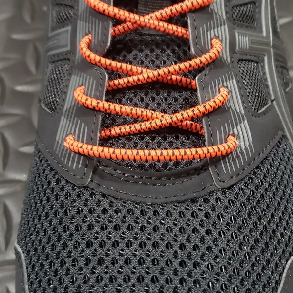 Orange & Black NO TIE Indestructible Shock Cord Locking Elastic Shoe Laces Running Work Boots Hiking Running Kid Adult Sneaker Rugged