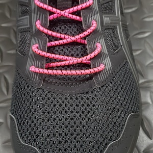 Roze &Dun Zwart NO TIE Onverwoestbaar Schokkoord Vergrendelen Elastische Schoenveters Hardloopwerkschoenen Wandelen Hardlopen Kind Volwassen Sneaker Robuust