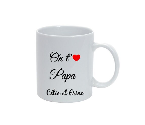 Idée Cadeau Fête Des Pères Tasse/Mug Personnalisé Prénom de L'enfant On T'aime Papa
