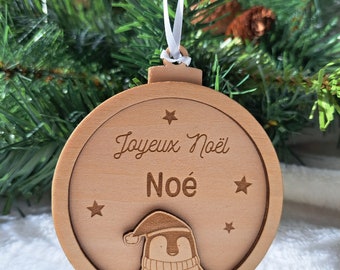 Suspension personnalisée pour sapin boule de noël Joyeux Noël prénom