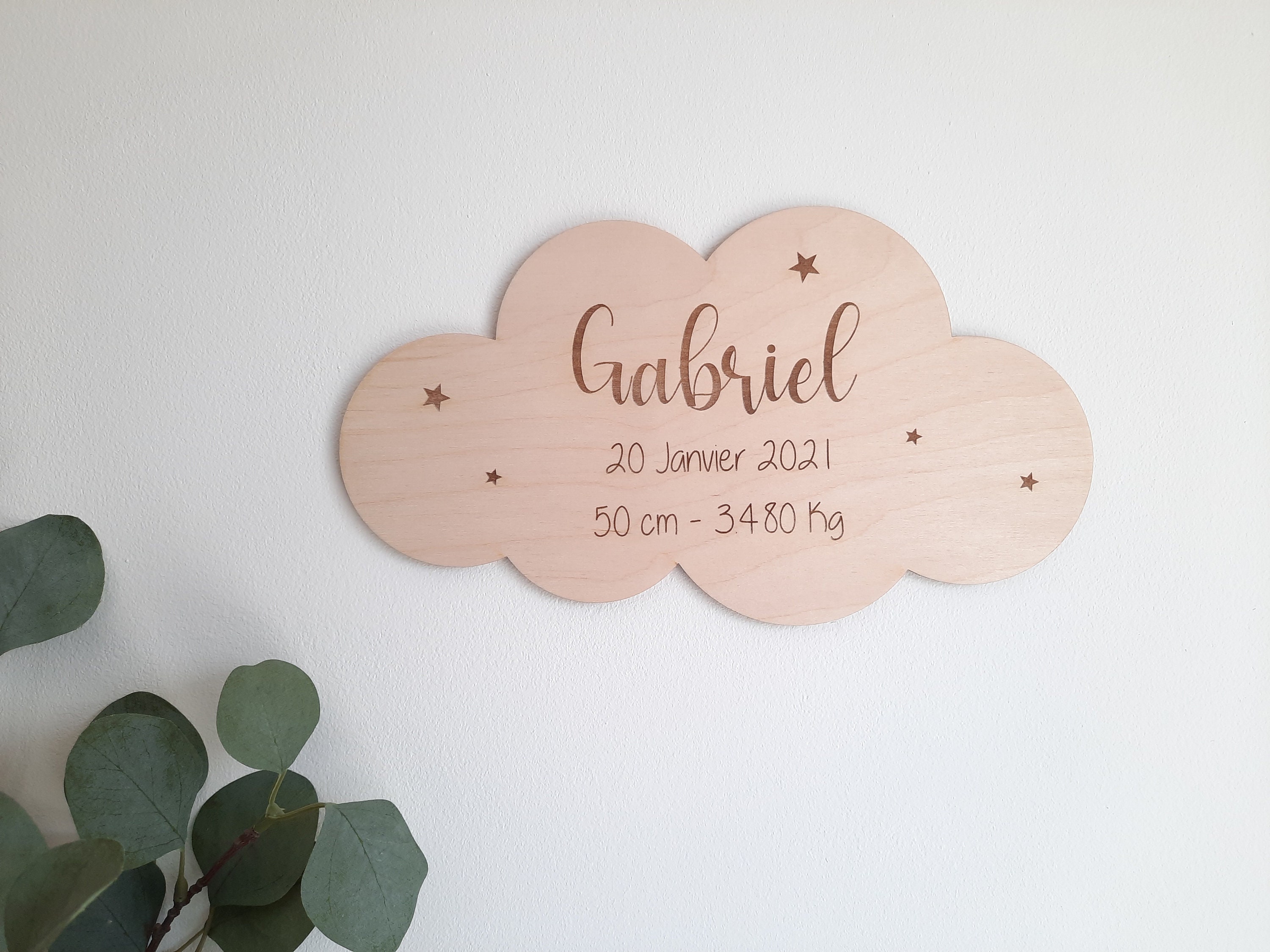 Nuage Personnalisé - Décoration Murale Chambre de Bébé/D'enfant Cadeau Naissance