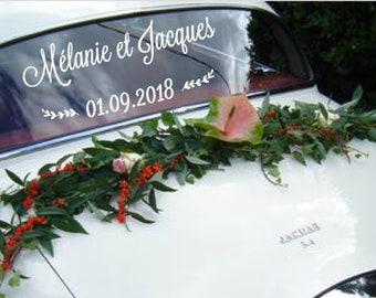 Sticker personnalisé pour décoration de la voiture des mariés