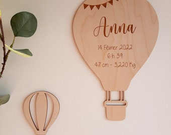 Personalized hot air balloon - Baby / child's room wall decoration - birth gift