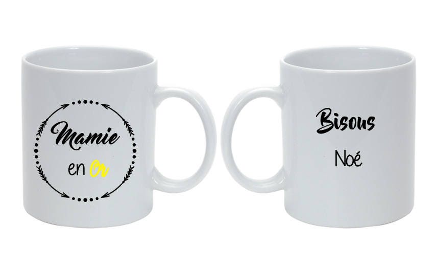 Mug Mamie en Or Personnalisé avec Prénom(S Des ou de L'enfant Tasse Cadeau Fête Grands-Mères