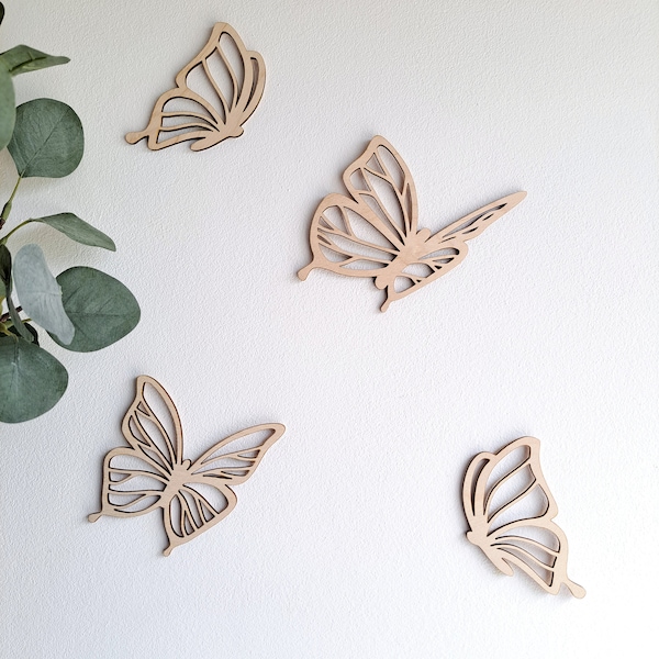 Décorations murales en bois chambre bébé vol de papillons