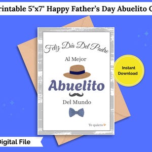 Carte Abuelito, grand-père espagnol Feliz Día Del Padre, grand-père imprimable pour la fête des pères 5 x 7 pouces