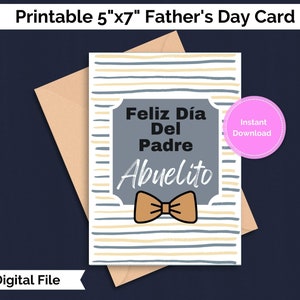 Feliz día del Padre Abuelito - Carte imprimable - Carte espagnole Happy Father's Day - Fichier numérique